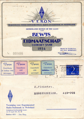Veron lidmaatschapskaart 1954